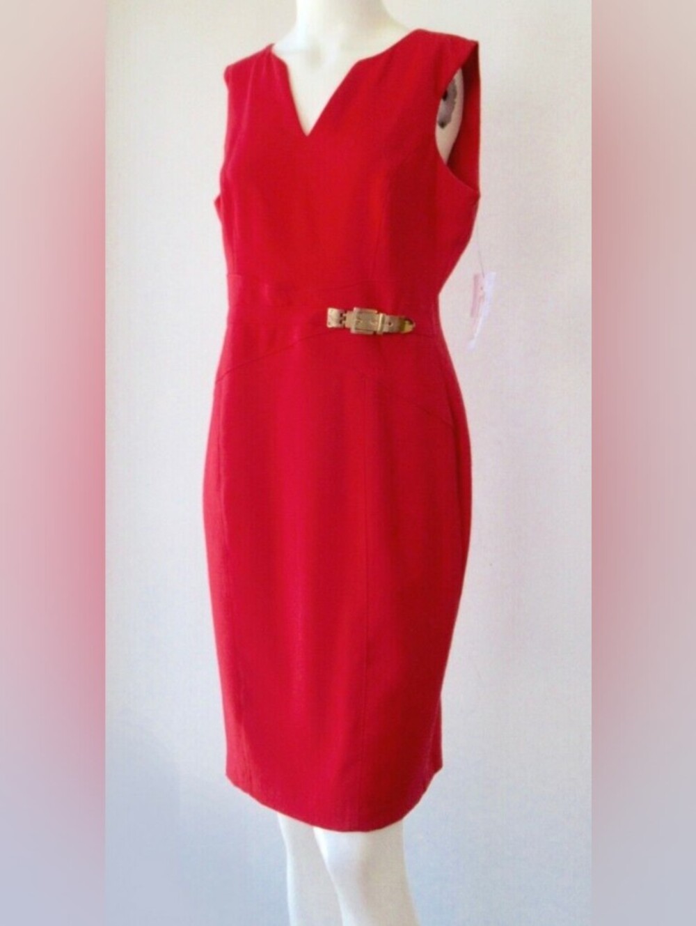 Liz Claiborne Dragonfire Red Sleeveless Dress Holiday Career Formal Vneck 16